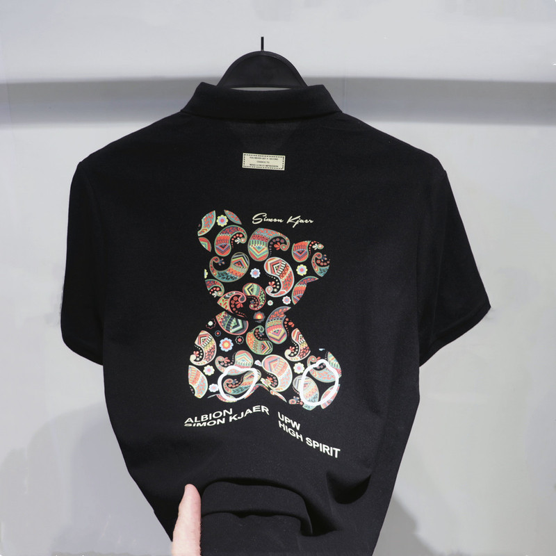 Bird element 2025 summer new breathable cartoon flower print POLO shirt fashion short sleeve T-shirt fashion brand men Bird element 2025 summer new breathable cartoon flower print POLO shirt fashion short sleeve T-shirt fashion brand men