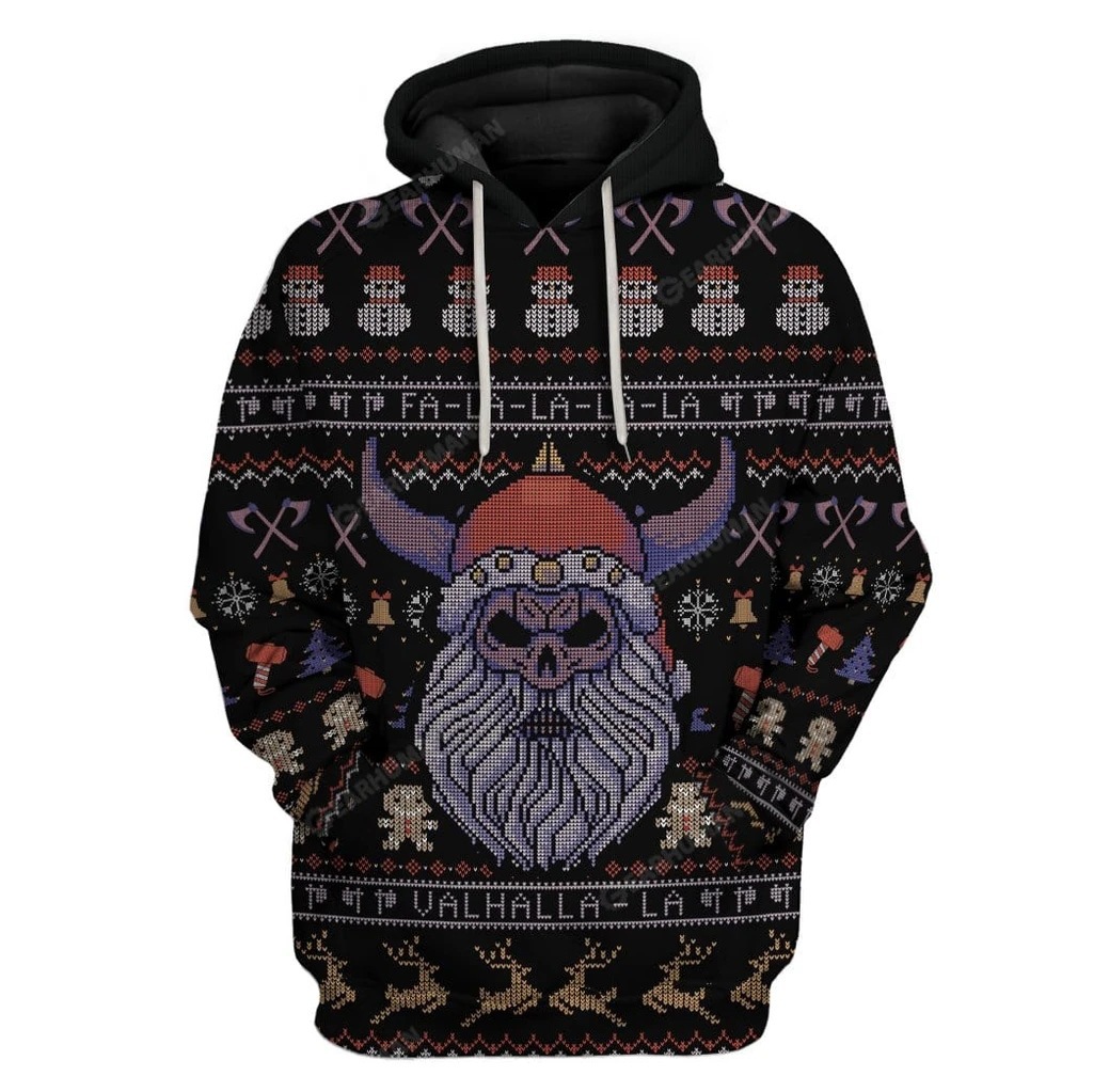 Felpa con cappuccio viking uomo stampa 3d pullover_voghion.com