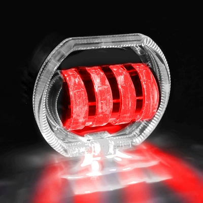 WANGHOI motorcycle modified LED headlight built-in 4 beads dual aperture spotlight angel devil eyes far and near light (Motorcycle headlights, headlights) - main-light-white-yellow-white-aperture-red-devil-eye
