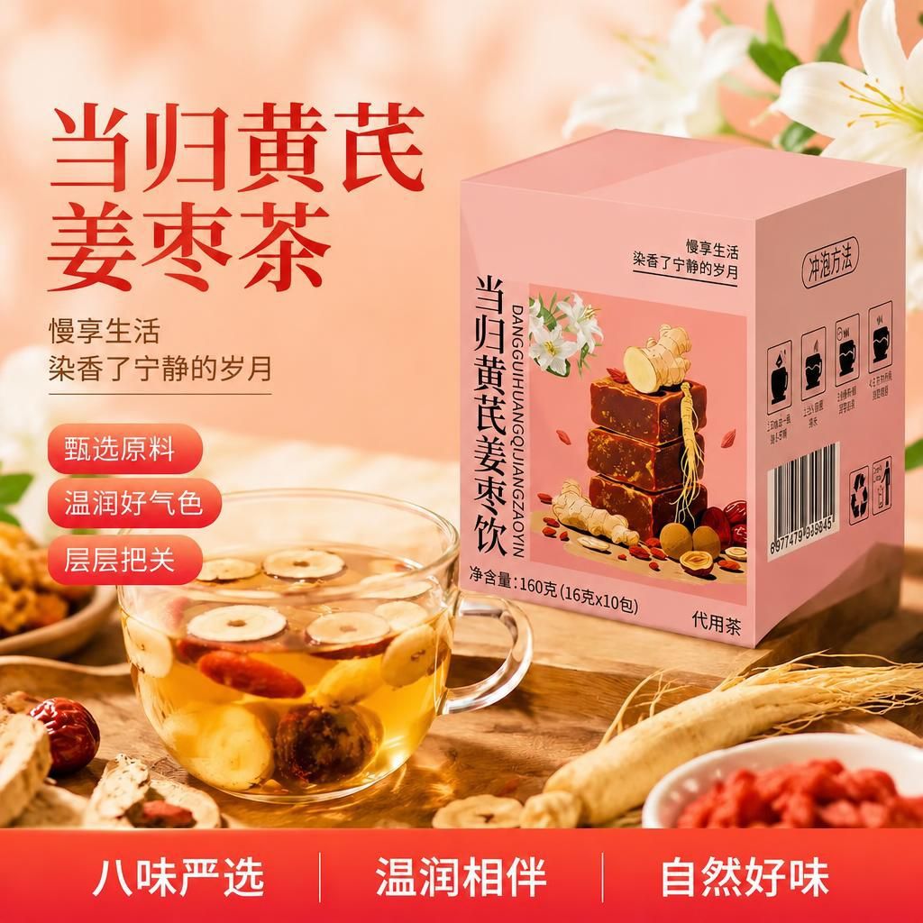 当归黄芪姜枣饮独立包装秋冬女生茶桂圆红枣生姜灵芝血双补元气茶