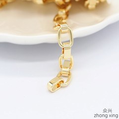 新款純銅手工鏈條電鍍14K保色真金 韓版開口幾何鏈子diy飾品配件