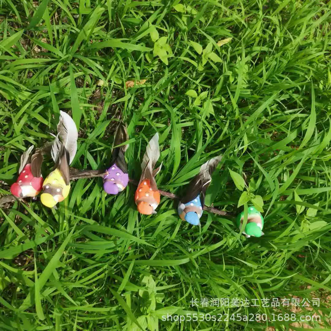 6 цветов Моделирование перьев птицы/свирепый зяблик/13 см перо волна птица