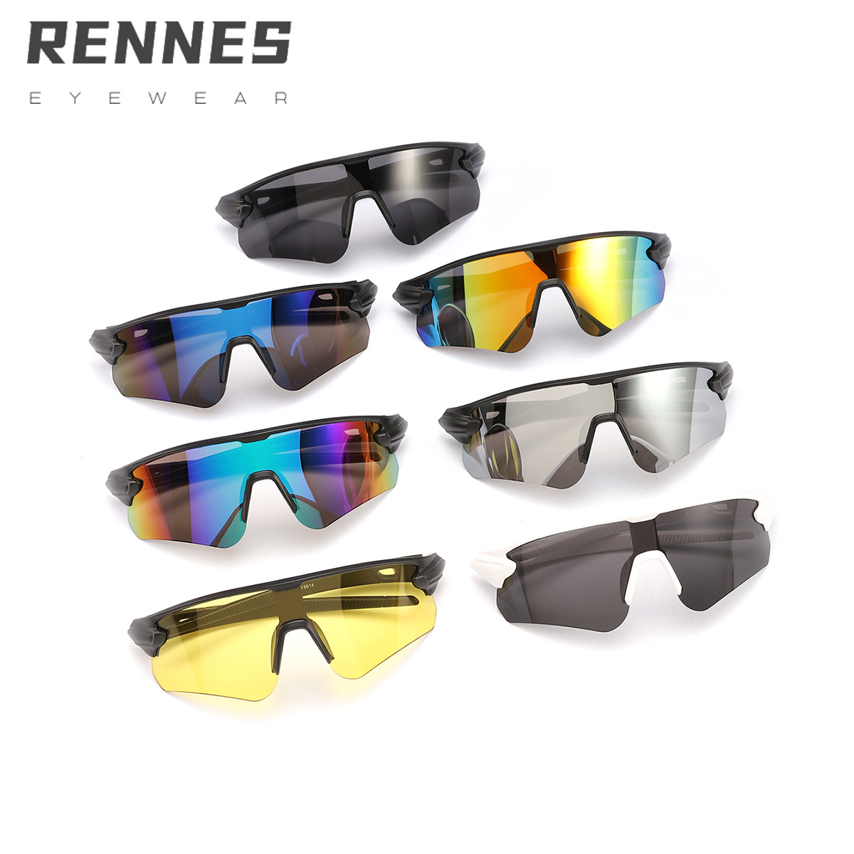 Nuevas gafas de ciclismo deportivas al aire libre transfronterizas para hombres y mujeres, gafas de sol de protección solar de medio marco de colores Sunglass image 4