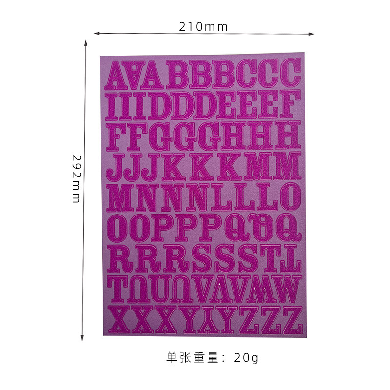 玫红-大号字母闪粉贴