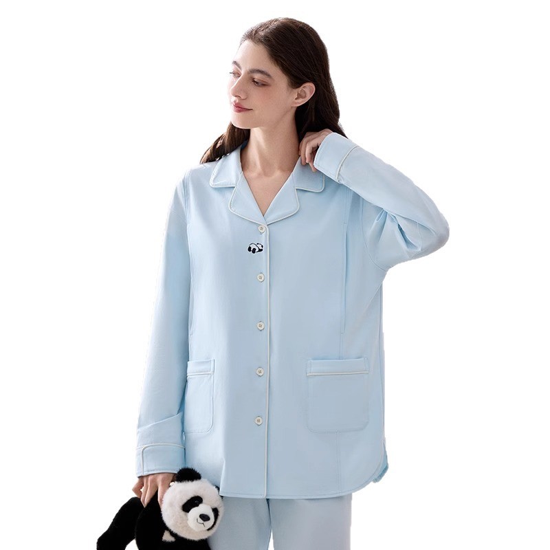 【高品質で通気性の良い天山綿】ジンチー産後服春秋純綿抗菌マタニティパジャマ授乳服女性用ホームウェア|undefined