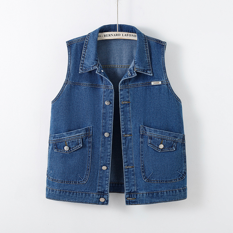 Plus-Size Casual Denim Vest for Women 2026 Spring/Summer New Loose Retro Pocket Vest Outerwear Trendy Plus-Size Casual Denim Vest for Women 2026 Spring/Summer New Loose Retro Pocket Vest Outerwear Trendy