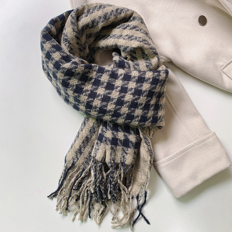 Women's Retro Plaid Imitation Cashmere Tassel Winter Scarves display picture 3