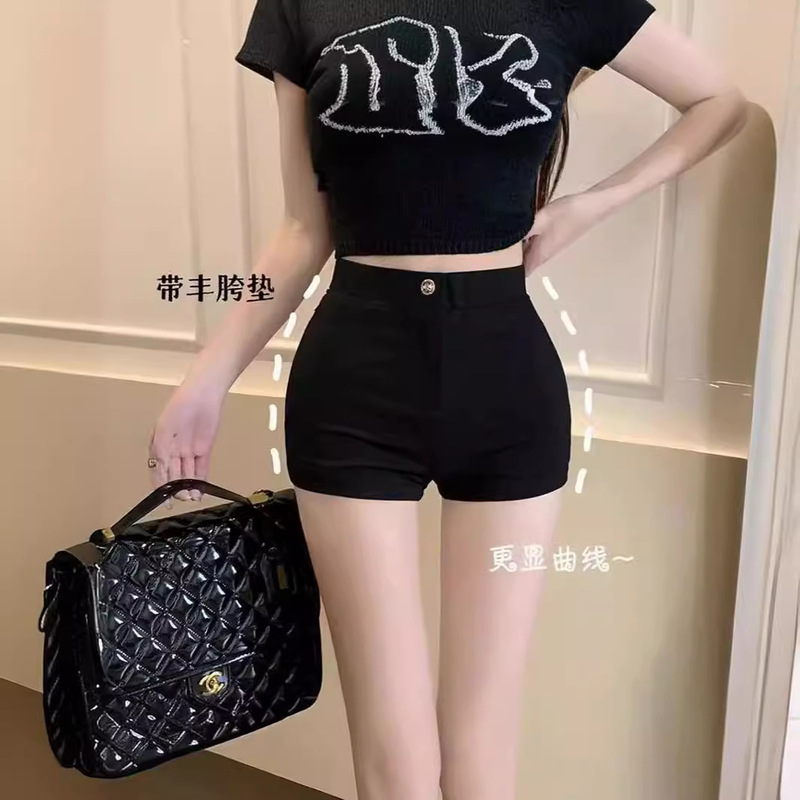 Women's Black Shorts with Full Hip Pad for Summer High Waist Slimming Hip A- shaped Hot Pants Leggings Outer Wear Tight Pants Women's Black Shorts with Full Hip Pad for Summer High Waist Slimming Hip A- shaped Hot Pants Leggings Outer Wear Tight Pants