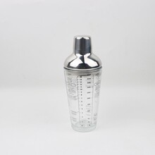 厂家供应玻璃调酒器刻度调酒杯450ml雪克壶配方摇酒杯不锈钢盖子