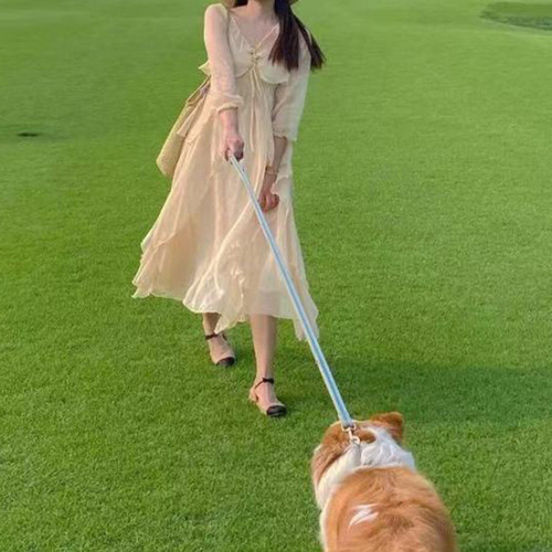 2025 Fashion Solid Color Cardigan + Alice in Wonderland Trendy Oversized Strap Dress Long Dress Set