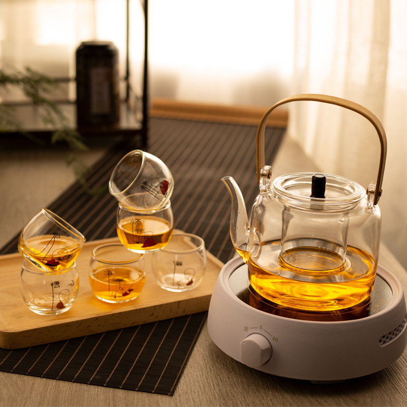 tetera de té de vidrio resistente a altas temperaturas tetera de té de viga de elevación tetera de té de horno de cerámica eléctrica doméstica hervidor de agua tetera de té negro grande tetera Pu 'er