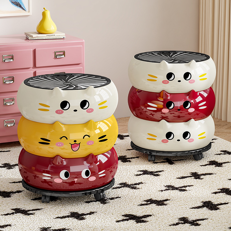 High-Quality Trash Can with Lid and Wheels for Home Use, Featuring a Premium Feel, Suitable for Kitchen, Bedroom, and Bathroom, Cartoon-Style Waste Storage Bin High-Quality Trash Can with Lid and Wheels for Home Use, Featuring a Premium Feel, Suitable for Kitchen, Bedroom, and Bathroom, Cartoon-Style Waste Storage Bin