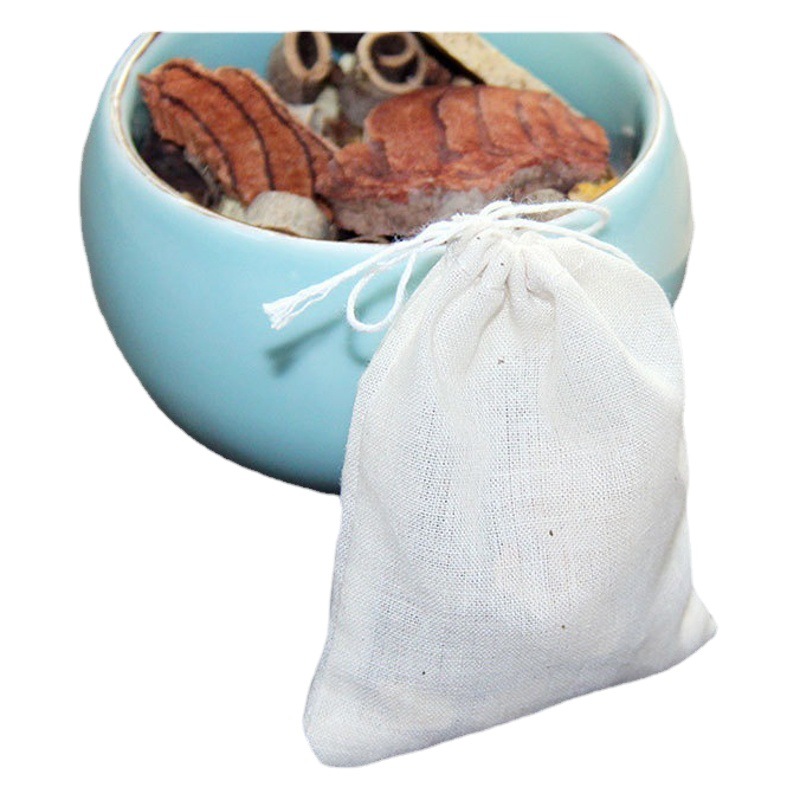 En stock 8*10cm cordón bolsa de hilo de algodón bolsa de freír condimento estofado bolsa filtro bolsa de escoria al por mayor