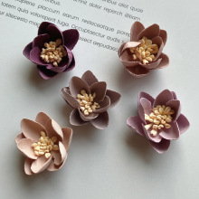 手工花diy韩版布艺花仿超纤皮革配饰服装辅料仿真定型花饰品配件