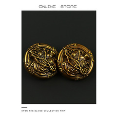 Vintage Tree Vine Round Button Metal Fastener, Small Perfume Ancient Egyptian Style Women's Suit Jacket Decorative Button Fur Coat Fastener