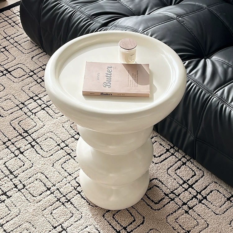 Mini Internet Celebrity Bedside Small Table Sofa Side Table Cream Style Side Table Wabi-sabi Style Small Round Table Designer Small Coffee Table