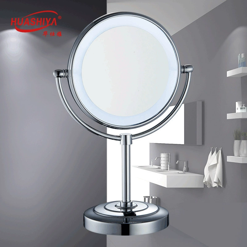LED-лампа, хром, зеркало хромированное, телескопическое зеркало красоты, мужское зеркало для макияжа, творческое вращение, зеркало на столе