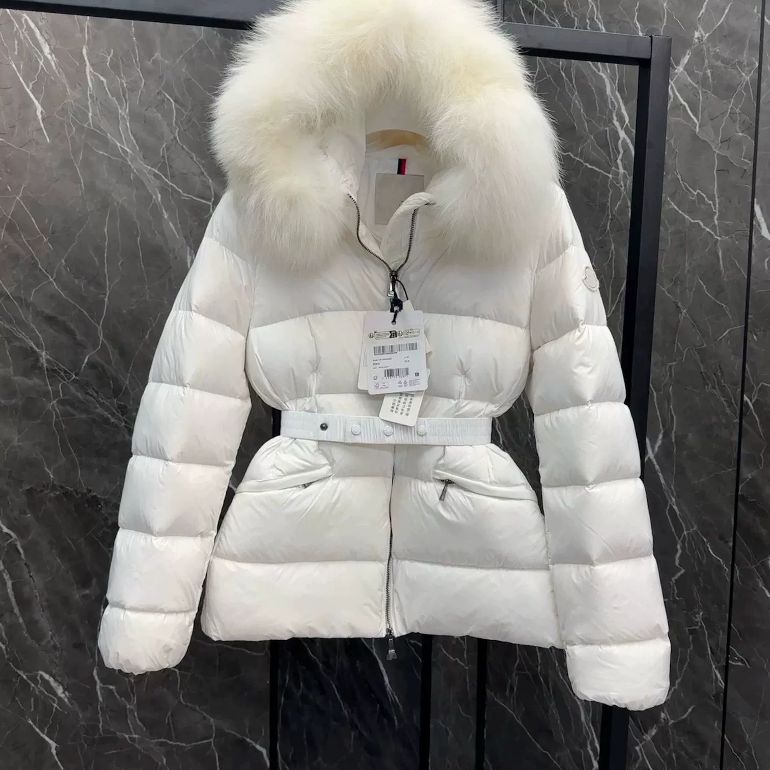 Down jacket, velvet fitted brace, duck down, increased thickness, slim fit