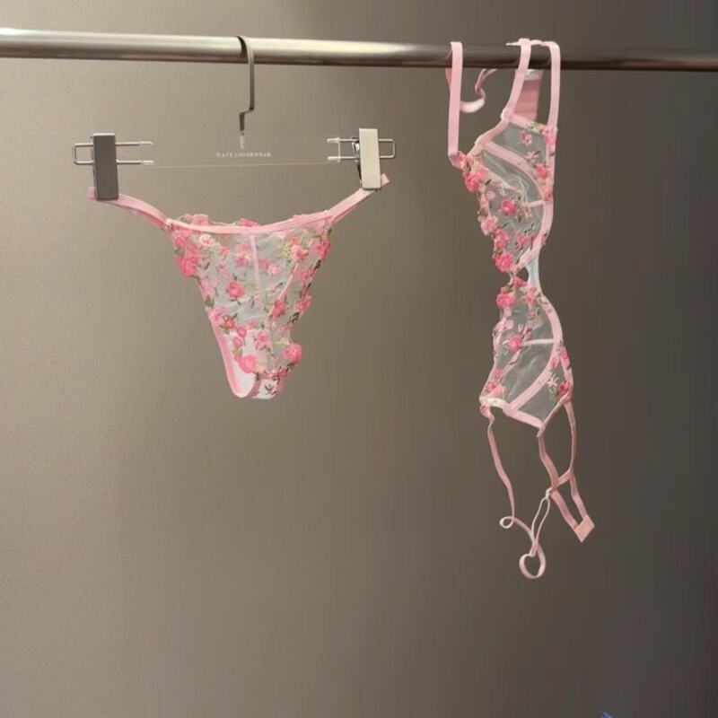 Wholesale European and American Hot Style Embroidered Lace Edge Passionate See-Through Suspenders Hot Sexy Underwear Multi-Piece Suit Bra