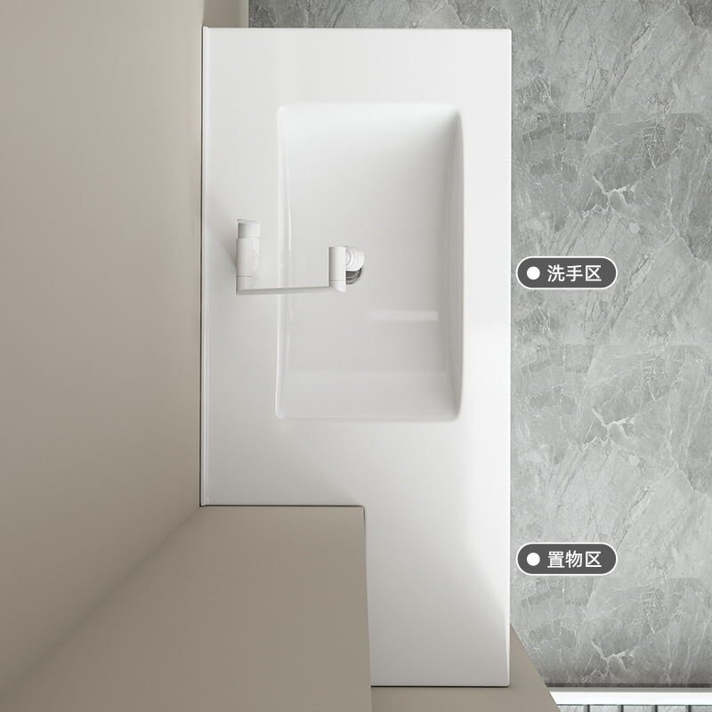 Mueble de baño de aluminio de panal, mueble de baño de piso, mesa de lavado de esquina, tamaño de forma especial, lavabo de cerámica de una pieza