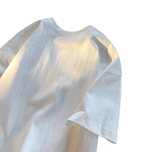 Losses are cleared 100% pure cotton summer loose dropped shoulder short sleeve men's and women's same version Hong Kong style fashion loose matchy matchy simple up