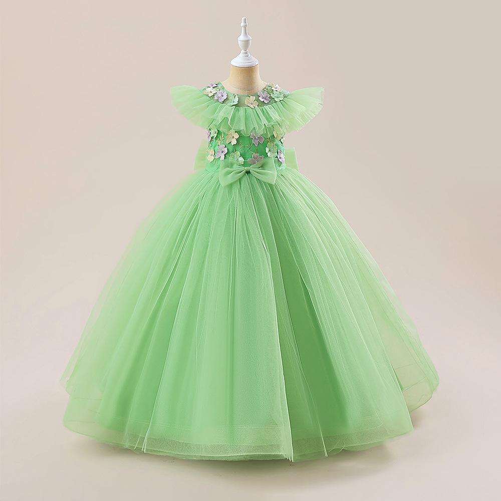 Vestido de noche para niños vestido de princesa para niñas sin mangas de cintura alta niña host piano vestido de rendimiento entrega al por mayor