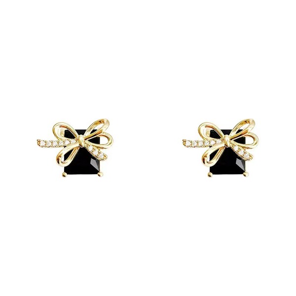 Classic design elegant elite black sophisticated retro earrings with…