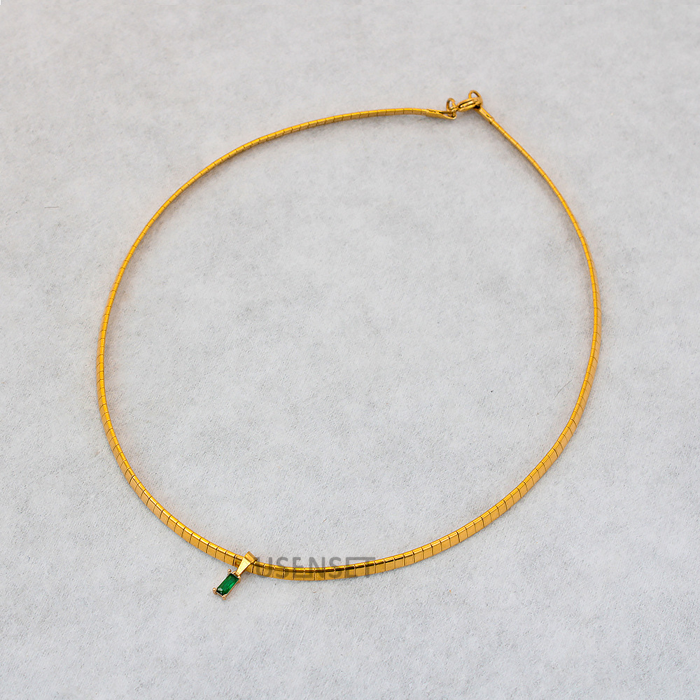 Fashion Square Stainless Steel Plating Inlay Zircon Pendant Necklace 1 Piece