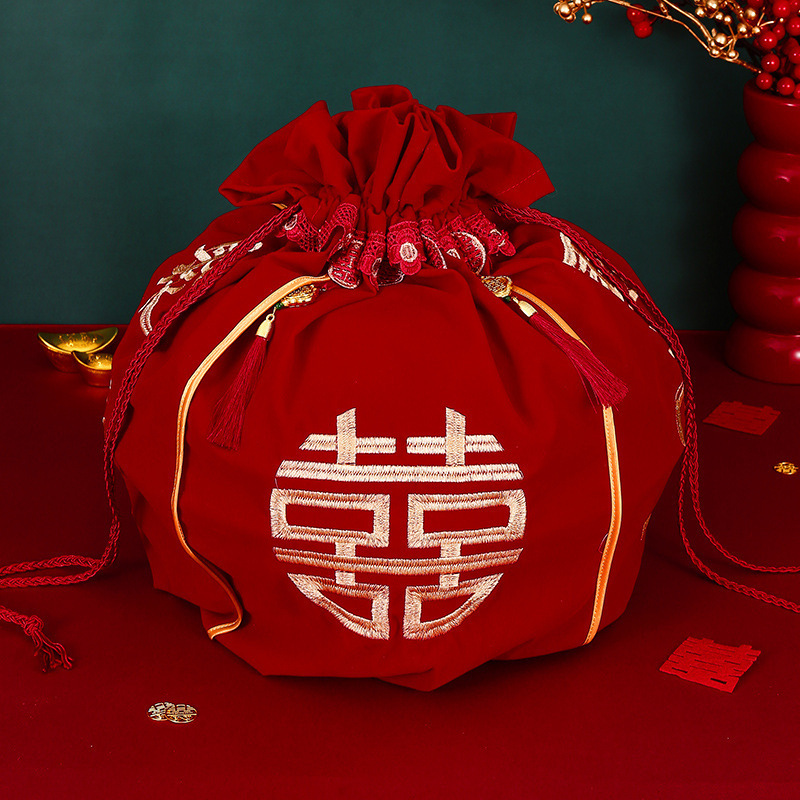 结婚包袱皮新娘备婚聚宝盆盖布中式烫画红布包裹皮陪嫁喜盆包裹布|undefined