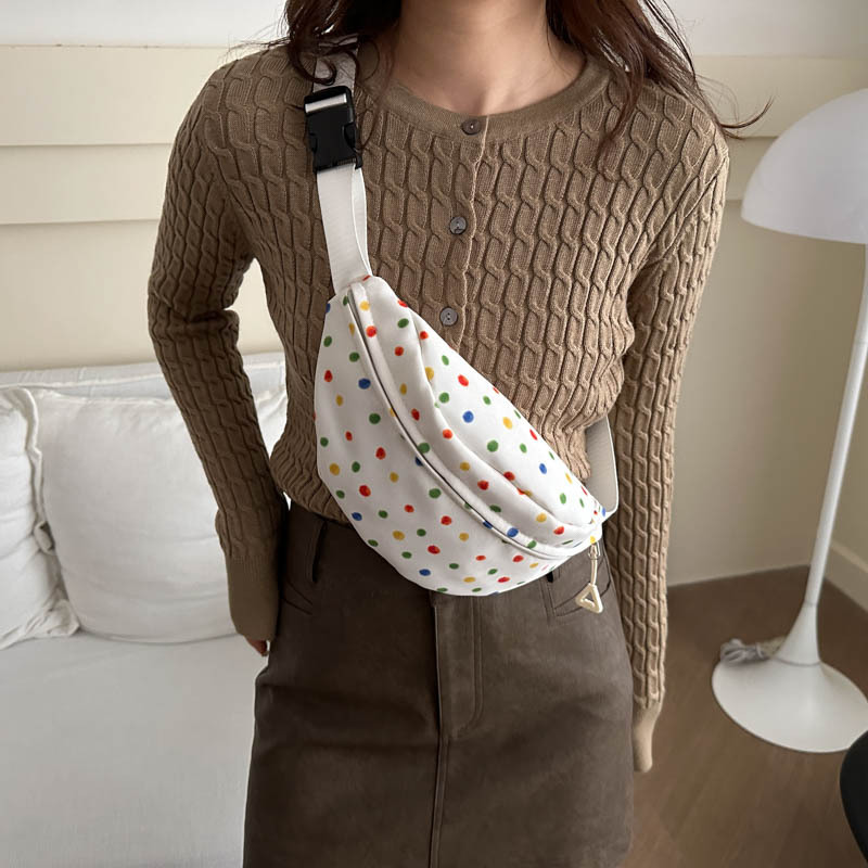 2024 nuevo arco iris onda punto de mujer bolso de pecho pequeño bolso de cambio de teléfono móvil bolso de pecho de moda casual simple brazo