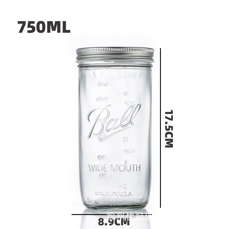 Tarro de albañil de vidrio transparente tarro sellado de la tarro de la ensalada de verduras nueces productos secos de embalaje de almacenamiento de vidrio al por mayor