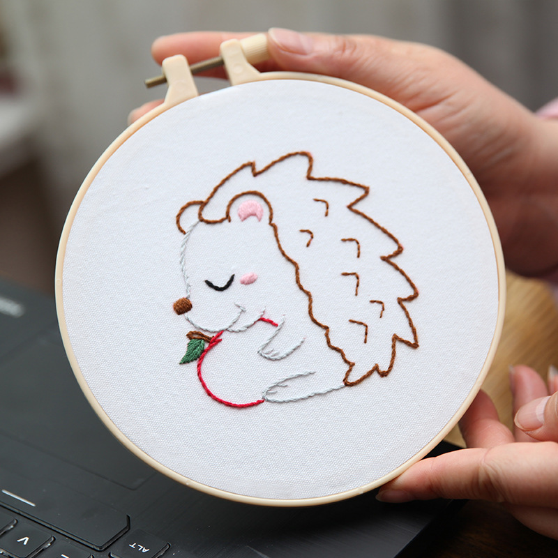 Lindo conejo bordado DIY colgando pintura de los niños Lu bordado puntada primaria práctica punto cruz dibujos animados pequeños adornos de animales