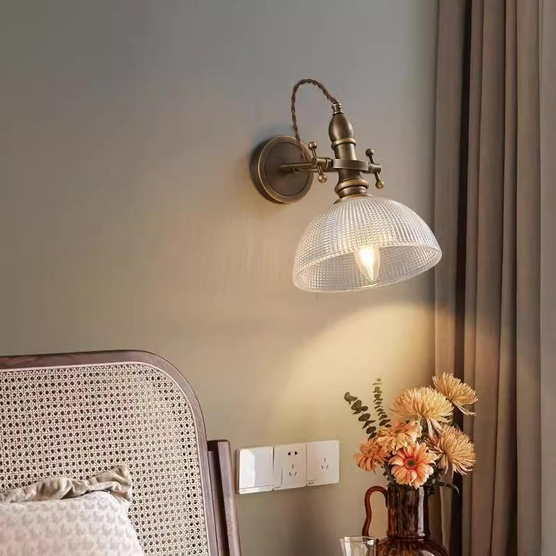 2024 habitación de lectura ligera industrial de estilo antiguo dormitorio nueva cabeza de cama rural lámpara de pared completa estilo americano estudio de bronce antiguo