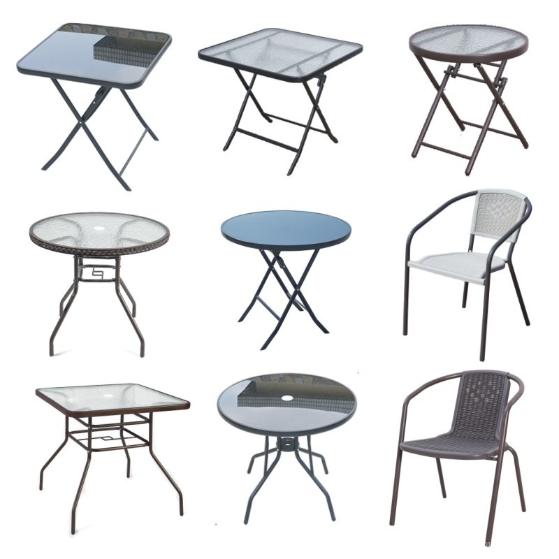 户外摆摊桌椅遮阳伞家用吃饭桌子折叠钢化玻璃餐桌咖啡厅桌椅组合
