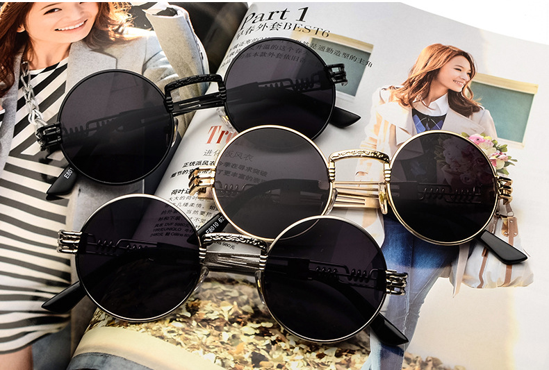 Solid Color Pattern Unisex Gender Casual Retro Solid Color Ac UV400 Protection Round Frame Full Frame Women's Sunglasses