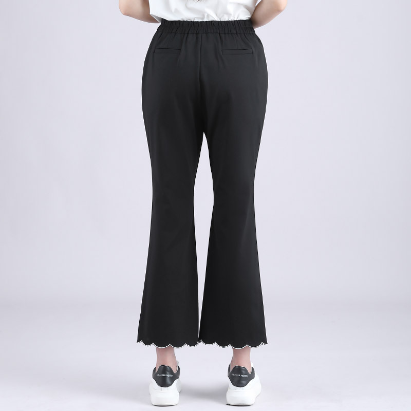 Summer Loose Draping Anti-wrinkle Plus Size Embroidered Nine-point Commuter OL Suit Casual Pants Middle-aged Women's Clothing