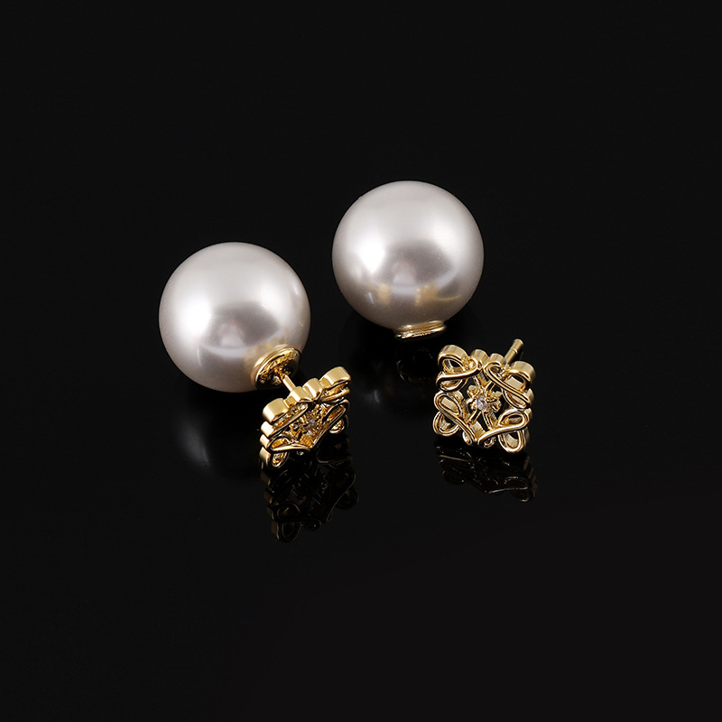 EH964 Retro Big Pearl Ear Clip Mosquito Incense Plate Without Ear Holes Light Luxury Temperament Square Earrings Unique Earrings Gift
