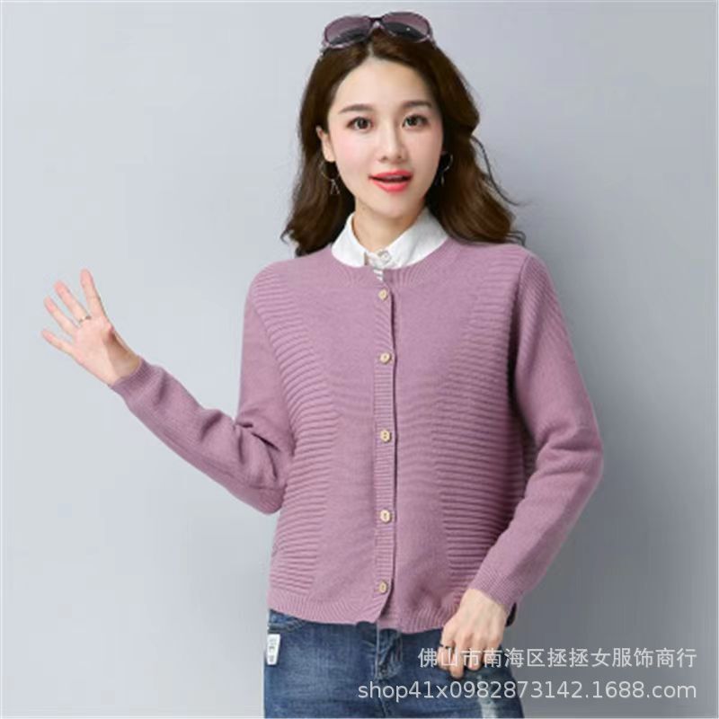 Foreign Trade Women's Clothing Cross-Border 26 New Styles Women's Long-Sleeved Knitwear Versatile Round-Neck Cardigan Jacket Women's Sweater Women's Top