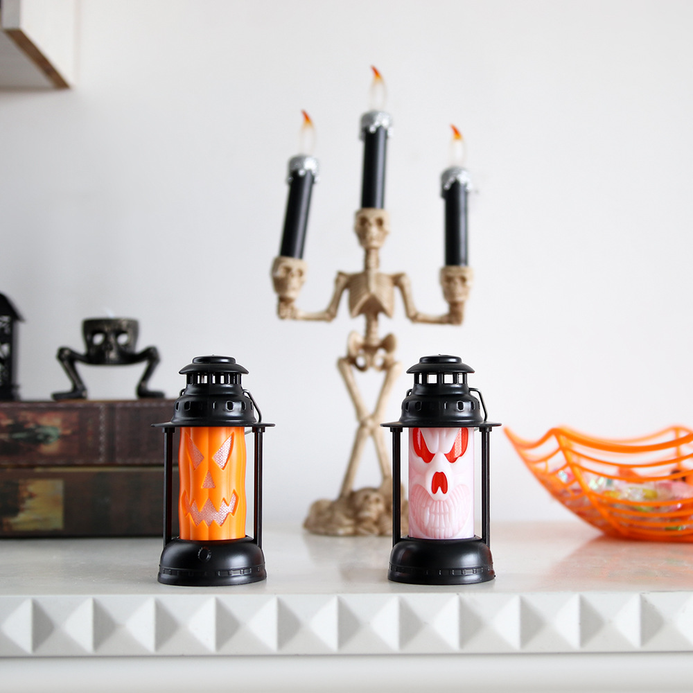 Lámpara de calabaza portátil de Halloween fantasma Festival decoración del partido suministros LED lámpara de queroseno vintage horror accesorios lámpara de cráneo