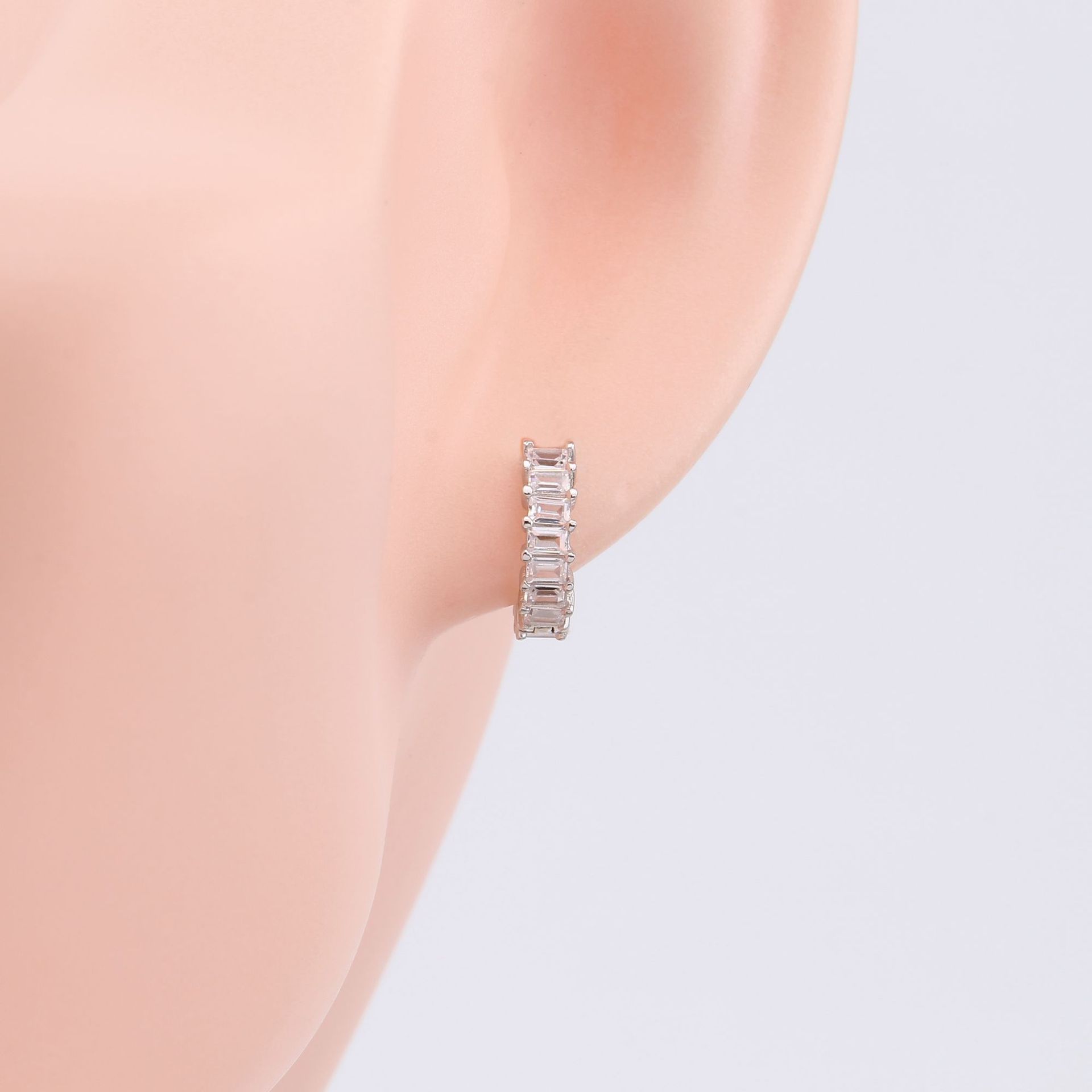 Electroplating Gold Plating Process 925 Sterling Silver Ear Needle Material 1 Pair 925 Sterling Silver Zircon Geometric Earrings