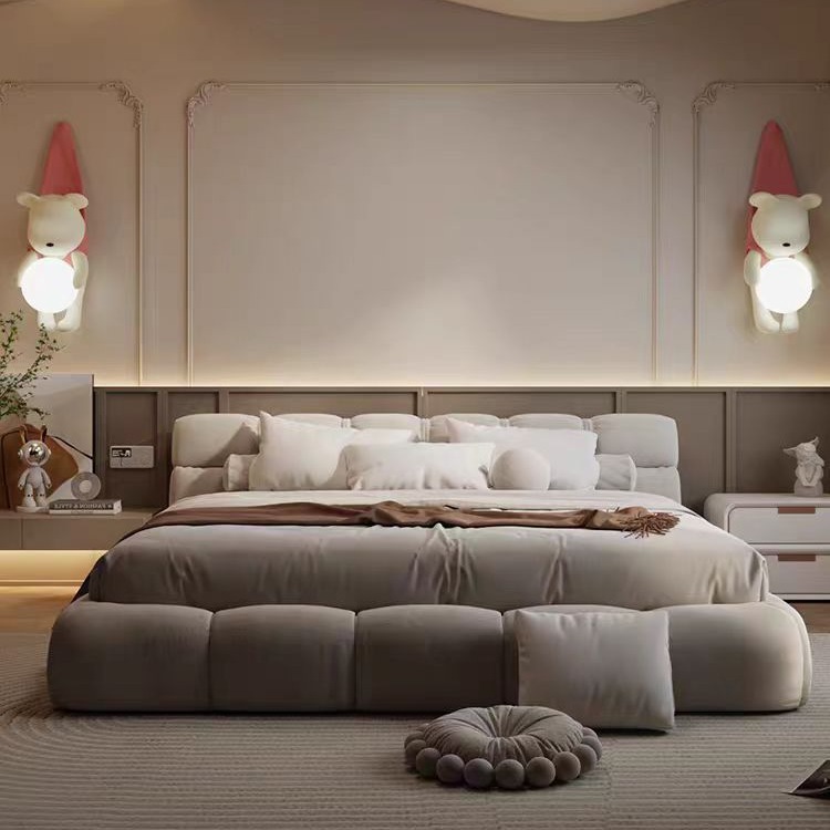Creativa crema de dibujos animados cabeza de luz nueva niñas cabeza de cama lámpara de cama dormitorio decoración anual de la habitación de los niños 2024