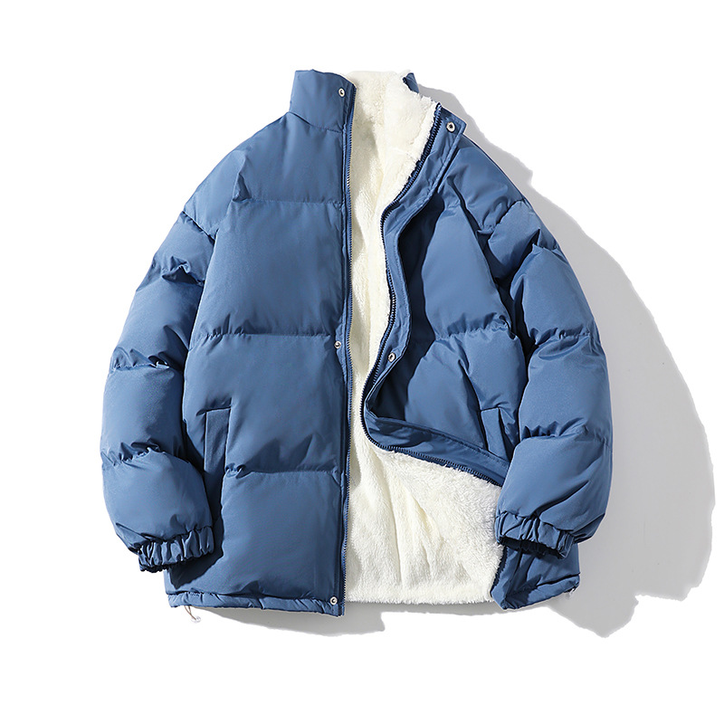 Stand-up Collar Padded Jacket For Men And Women With Fleece Loose Padded Jacket For Couples With Padded Jacket For Men With Fleece_viptrois.com
