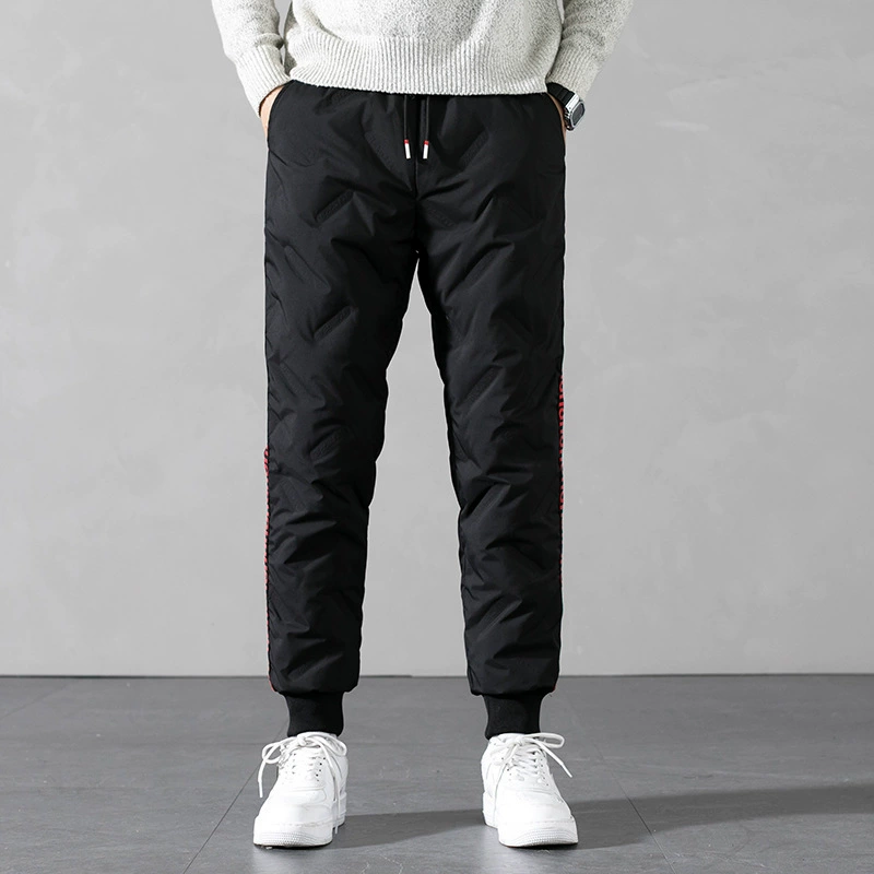 2021 Зимние Повседневные пуховики, мужская верхняя одежда, теплые утолщенные уличные облегающие хлопковые брюки, модные брюки, белый утиный пух