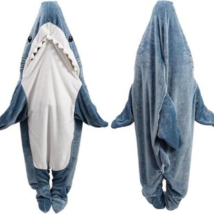 Autumn and Winter Shark Sleeping Bag Flannel Loose Couple Adult Camping Sleeping Bag Cartoon One-Piece Thickened Warm Home Clothes
