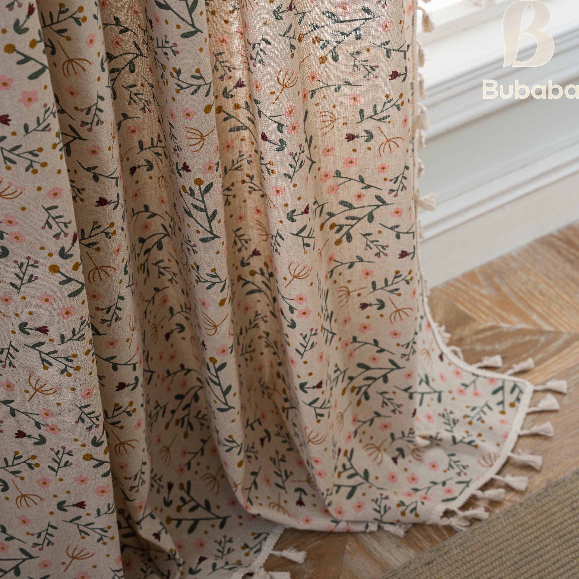 Flying Cat Printed Kitchen Curtains American Style Tassel Drapes_voghion.com