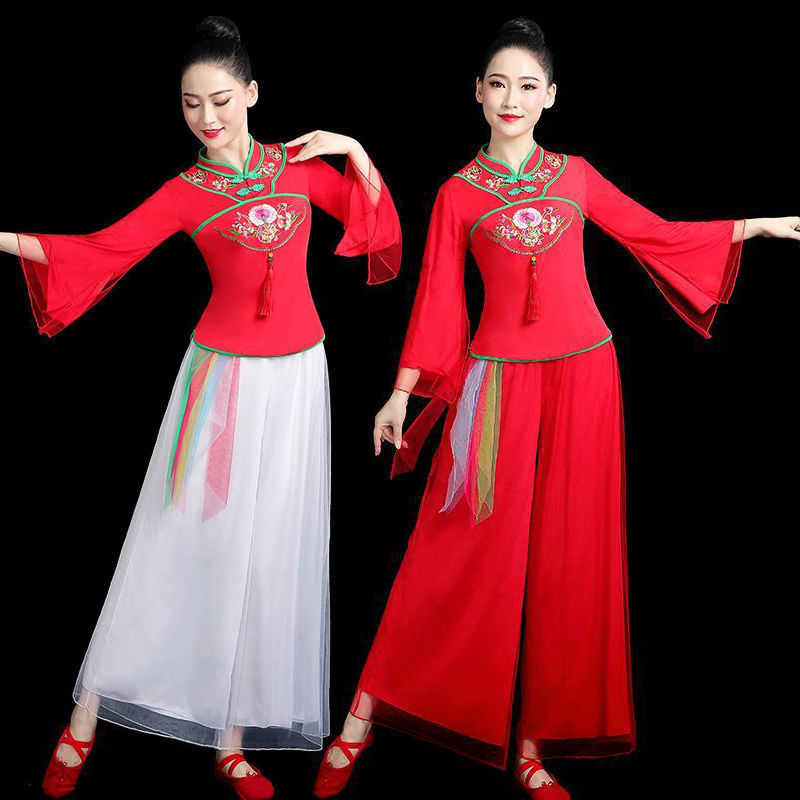 Square dance clothing female 2021 New yangko dance suit middle-aged and elderly spring classical ethnic style dance costume