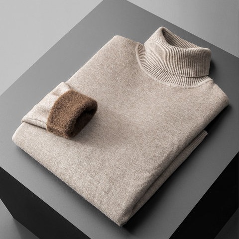 Turtleneck sweater men's autumn and winter mid collar fleece-lined thickened bottoming shirt warm sweater sweater sweater 2023 New