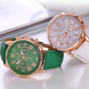 Foreign Trade geneva geneva watch Fake Three Eyes Double Faced Belt Fashion Ladies watch Factory Wholesale