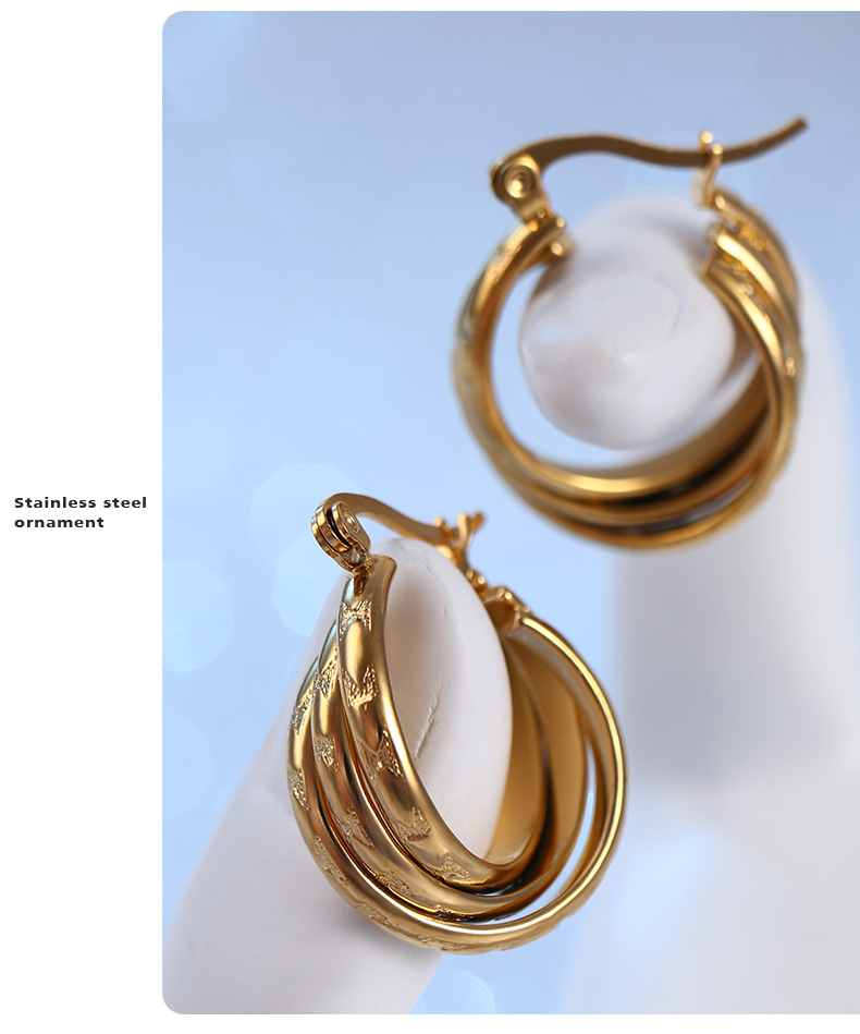 Retro Geometric Stainless Steel Plating Earrings 1 Pair