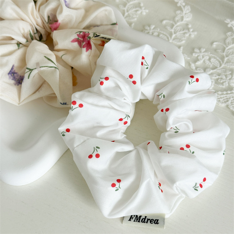 15g Weight Hair Tie Hair Accessories Type 1 Piece Quantity Casual, Holiday Occasion Cloth Material Cherry Pattern All Seasons Season Women's Gender Chinoiserie, Elegant, Lady Style Chinoiserie Elegant Lady Women's Cherry Cloth Hair Tie 6